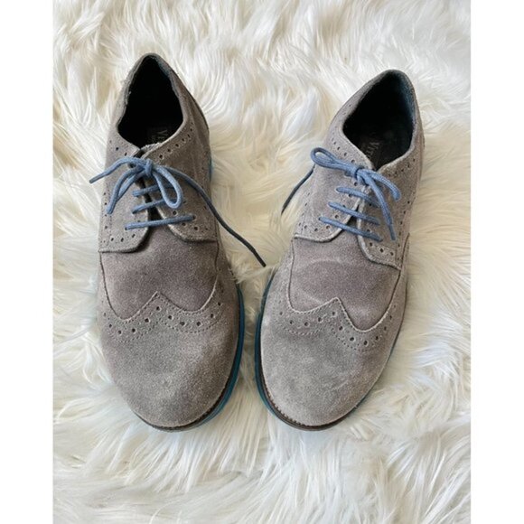 Vito Rossi Suede Gray Leather Oxfords Shoes 7 - Picture 2 of 6